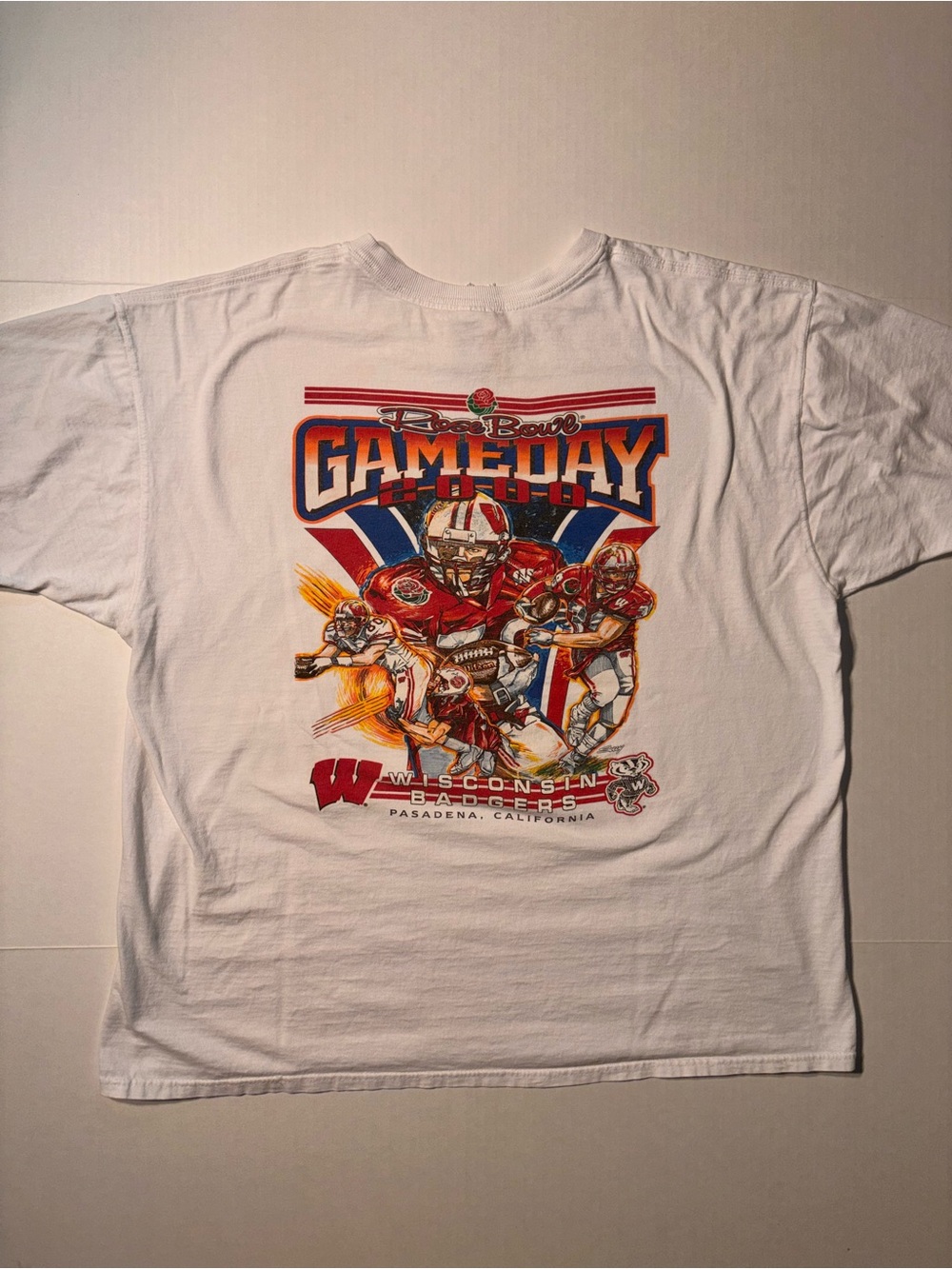 Vtg Wisconsin Badgers Rose Bowl 2000 Game Day California Y2K Football Tshirt XXL